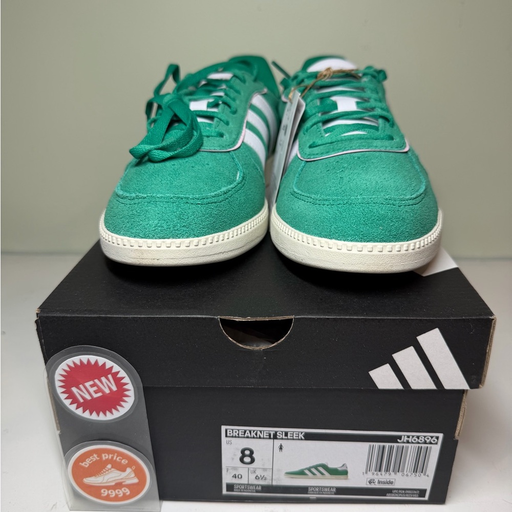 adidas - Size 8 - Women's Breaknet Sleek Shoes Green JH6896 - New - Picture 8 of 12